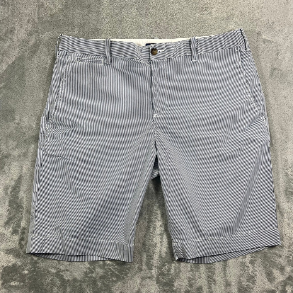 Polo Ralph Lauren Chino Shorts Womens 12 Blue White Pinstripe Excellent Cotton
